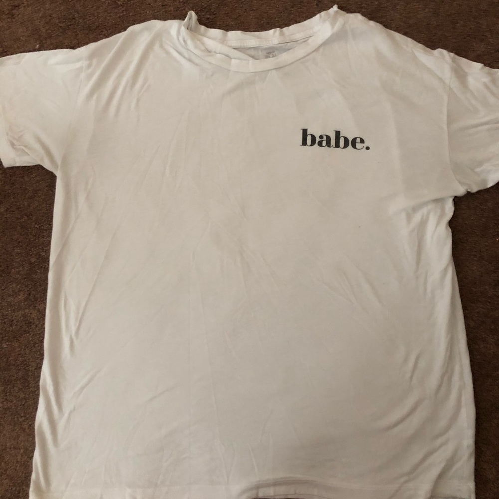 AERIE OVERSIZED BABE WHITE TSHIRT